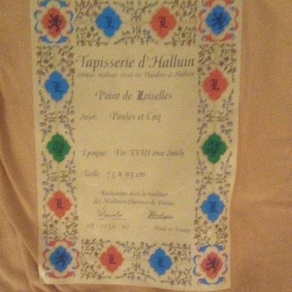 Vintage French Tapestry Farmhouse Chickens -"Poulet et Cog" (Hens & Rooster) - Picture 3 of 4